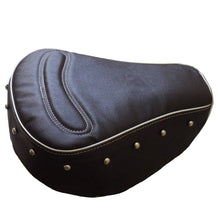 Load image into Gallery viewer, Leatherette Seat Cover Black With Foam &amp; Button Stitch Design &amp; Piping For Royal Enfield Classic Modal