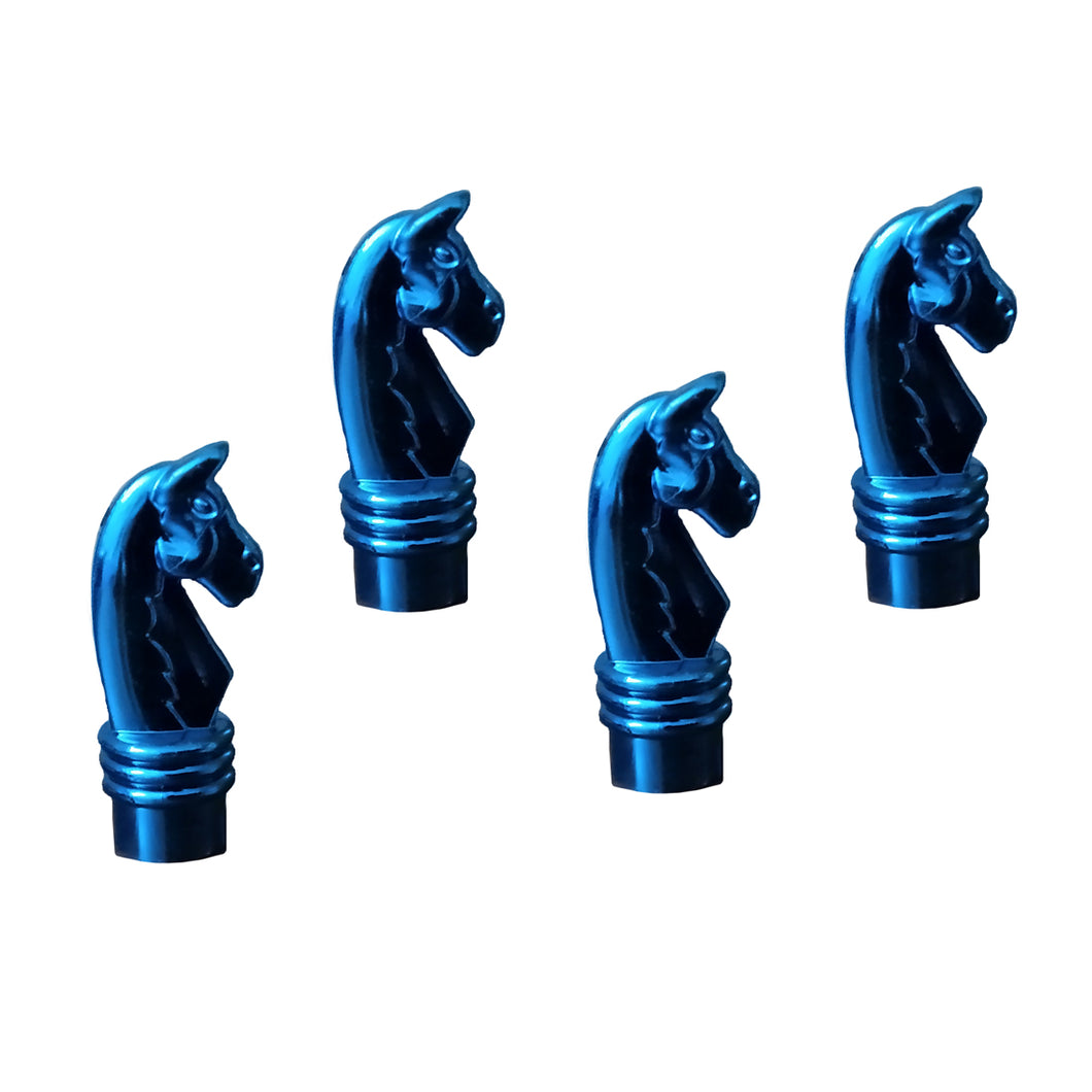 Wheel Tyre Tube Valve cap for Motorcycle and cars Horse Shape Blue Color set of four