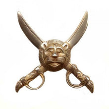 Load image into Gallery viewer, Brass Rear Number Plate Monster With Sword &amp; Lion Face For Royal Enfield Motorcycle