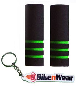 Foam Grip Cover Black And Light Green Shade With BikeNwear Key Chain