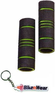 Foam Grip Cover Gray Color And Green Design With BikeNwear Key Chain
