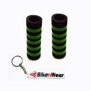 Foam Grip Cover Black Color And Green Design With BikeNwear Key Chain