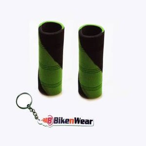 Foam Grip Cover Black Color And Light Green Design   With BikeNwear Key Chain