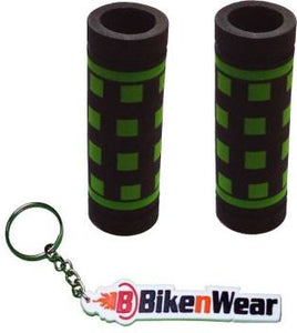 Foam Grip Cover Black Color And Lite Green Design With BikeNwear Key Chain