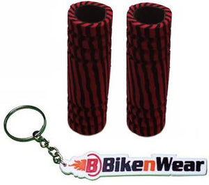 Foam Grip Cover Black And Drak Red Shade With BikeNwear Key Chain