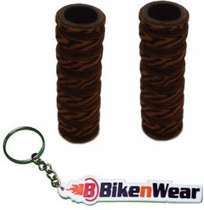 Foam Grip Cover Brown Color And Lion Design   With BikeNwear Key Chain