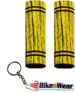 Foam Grip Cover Yellow Color Black Lineing Design   With BikeNwear Key Chain