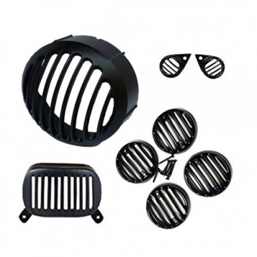 Black Head Tail & Indicator Pilot Light Grill Set For Royal Enfield Motorcycle Electra