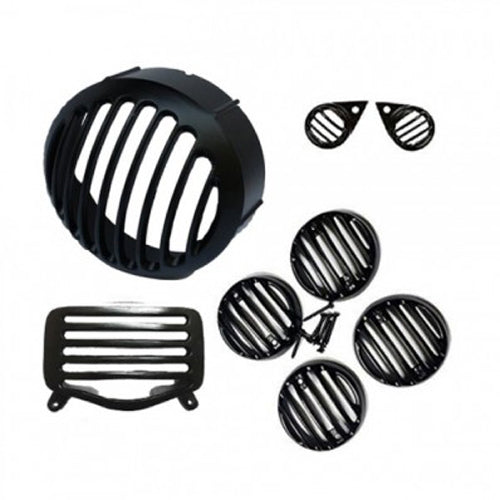 Black Head Tail & Indicator Pilot Light Grill Set For Royal Enfield Motorcycle Standard