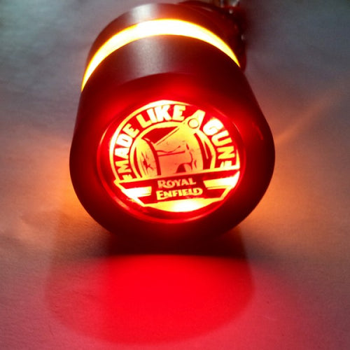 Handle Bar End Weight Made Like A Gun Logo LED Light For Royal Enfield Motorcycle