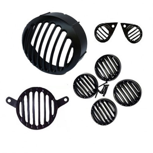 Black Head Tail & Indicator Pilot Light Grill Set For Royal Enfield Motorcycle Classic Modal
