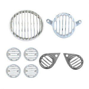 Chrome Head Tail & Indicator Pilot Light Grill Set For Royal Enfield Motorcycle Classic Modal