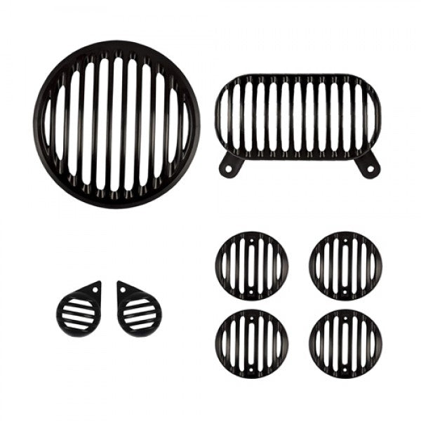 Black Plastic Head Tail & Indicator Pilot Light Grill Set For Royal Enfield Motorcycle Electra