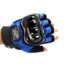 Load image into Gallery viewer, Pro Biker Half Finger Riding Gloves (Blue)