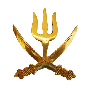 Brass Rear Number Plate Trishul Symbol With Sword For Royal Enfield Motorcycle