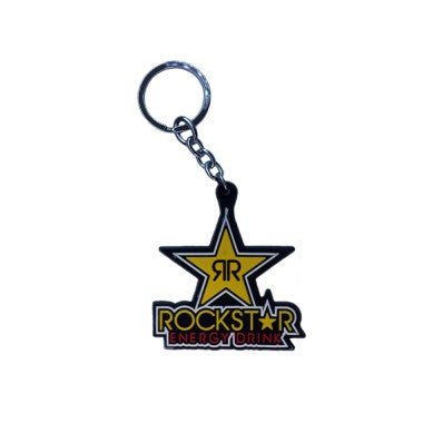 Rubber Rock Star Energy Drink Key Chain Yellow For Motorcycles