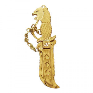Brass Lion Face Sword Design Key Block Right Side Cut For Motorcycle