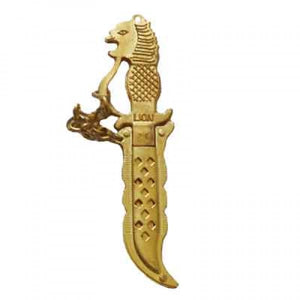 Brass Lion Face & Knife Design Key Block Right Side Cut For Motorcycle