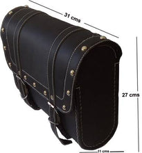 Load image into Gallery viewer, Black Leatherette Saddle Bag For Royal Enfield Motorcycle