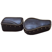 Load image into Gallery viewer, Leatherette Seat Cover Black With Foam Side Stitch Button For Royal Enfield Classic Modal