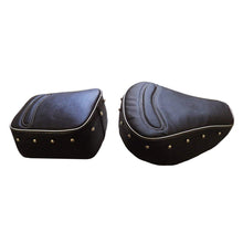 Load image into Gallery viewer, Leatherette Seat Cover Black With Foam &amp; Button Stitch Design &amp; Piping For Royal Enfield Classic Modal