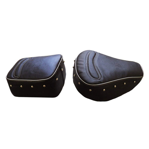 Leatherette Seat Cover Black With Foam & Button Stitch Design & Piping For Royal Enfield Classic Modal