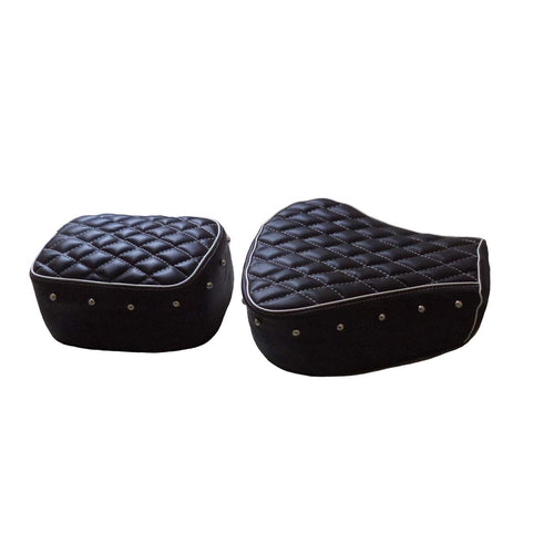 Leatherette Seat Cover Black With Foam & Button Burfi Design For Royal Enfield Classic Modal