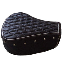 Load image into Gallery viewer, Leatherette Seat Cover Black With Foam &amp; Button Burfi Design For Royal Enfield Classic Modal