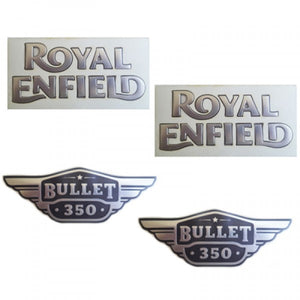 Petrol Tank & Tool Box Sticker Set Silver For Royal Enfield UCE Bullet Electra Modal
