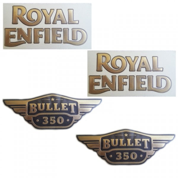 Petrol Tank & Tool Box Sticker Set Golden For Royal Enfield UCE Bullet Electra Modal